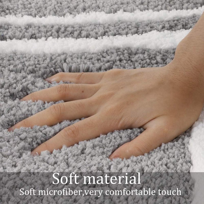 Uphome Gray Bath Mat for Bathroom, 18x24 Modern Bathroom Rug Non Slip Machine Washable, Soft Plush Microfiber Absorbent Bathroom Mat for Tub, Shower, Floor, Sink - Image 3